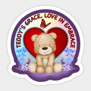 Cute Teddy bear with butterflies and Valentine's love Sticker